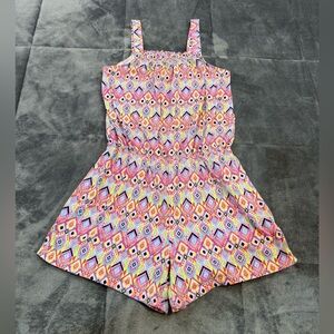 The Children's Place Girls Geo Print Romper Size XL (14-16) Elastic Waist